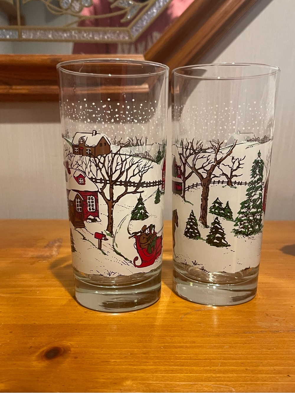 Set of 8 Holiday Winter Village Highball Glasses
